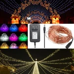 20M IP67 200 LED Copper Wire Fairy String Light for Xmas Party Decor with 12V 2A Adapter