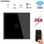 SMATRUL TMR01 20A Tuya Smart Life Wifi Switch EU Plug Smart Touch Switch Mobile Phone Remote Alexa Voice Control