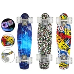 22" Junior Youth Skateboard Mini Standard Skate board with High Rebound LED Flashing PU Wheels Long board Gift for Begin