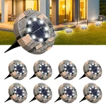 GLIME 8 Pack Solar Ground Lights GLIME 8 LED Disk Solar Lights Outdoor Upgraded Garden Waterproof Bright In-Ground Light