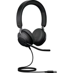Jabra Evolve2 40, USB-A UC Stereo headset s USB káblový cez uši čierna