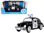 1966 Volkswagen Beetle Police Car Black and White 1/24 Diecast Model Car by Motormax