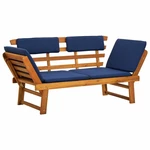 Garden Bench with Cushions 2-in-1 75" Solid Acacia Wood