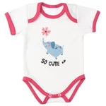 MBaby Bavlněné body s krátkým rukávem, Slůně So Cute, bílo/červené, vel. 80 (9-12m)