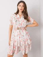 White patterned dress with ruffle