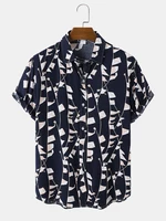 Men Ditsy Floral Short Sleeve Soft Breathable All Matched Skin Friendly Shirts