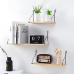 Solid Wooden Wall Mount Shelf Bracket Iron Partition Board Bedroom TV Wall Hanging Storage Shelf Rack for Home & Living