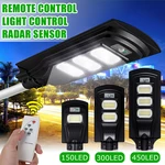 150/300/450LED Solar Light Sensor Timing Control+Light Control Garden Yard Street Lamp with Remote Control