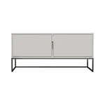 Biely dvojdverový TV stolík s kovovými nohami v čiernej farbe Tenzo Lipp, šírka 118 cm