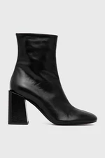 Kožené členkové topánky Furla Block Boot dámske, čierna farba, na podpätku, YD33FBK W36000 O6000
