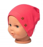 Baby Nellys Žebrovaná čepice Hvězdičky - korálová, vel. 80-86 (12-18m)