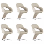 Jídelní židle 6 ks umělá kůže / chrom Dekorhome Cappuccino,Jídelní židle 6 ks umělá kůže / chrom Dekorhome Cappuccino