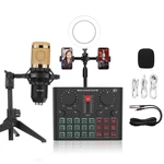 D6 bluetooth USB Sound Card Mixer Suit with BM800 Condenser Microphone BG16 Fill Light for PC Computer Game Live Broadca