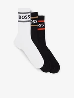 Set of three pairs of men's socks in black and white Hugo Boss