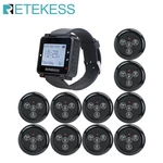 Retekess T128 Restaurant Pager Wireless Waiter Calling System Watch Receiver + 10pcs TD032 Call Button For Cafe Clinic Dentist