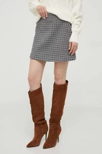 Vlnená sukňa Tommy Hilfiger šedá farba, mini, áčkový strih