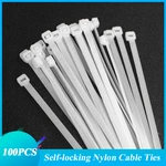 100pcs/bag White Nylon Cable Self-locking Plastic Reusable Cable Ties Recycle High Quality Nylon May Loose Slipknot