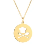 Hollow Out Chef Hat Pendant In Stainless Steel Cook Cap Folk Spoon Chain Chokers Necklace For Women Men Fashion Cook Gift