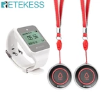 RETEKESS Wireless Waiter Calling System Restaurant Pager TD108 Watch Receiver + 2 TD019 Button For Hookah Nurse Service