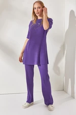 Olalook Women's Purple Short Sleeve Bottom Top Lycra Suit