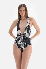 Dagi Black and White Halterneck Swimwear