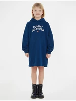 Modré holčičí mikinové šaty s kapucí Tommy Hilfiger - Holky