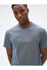 Koton Slogan Printed T-Shirt, Crew Neck, Slim Fit, Short Sleeves.