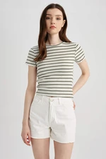 DEFACTO Fitted Crew Neck Striped Short Sleeve T-Shirt