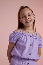 DEFACTO Girl Sustainable Sustainable Short Sleeve Blouse with Straps DEFACTO Girl Sustainable Sustainable Short Sleeve Blouse with Straps