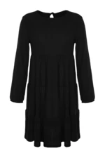 Trendyol Curve Black Plain A-line mini pletené šaty plus size