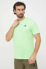 Bavlnené tričko adidas pánske, zelená farba, jednofarebné, IS1315