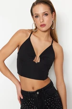 Trendyol Black Crop Lined Weaving Bustier With Window/Cut Out Detail With Accessories