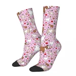 Winter Warm Harajuku Men's Women's Floral Goats In Pink Socks Animal Breathable Crew Socks
