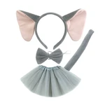 1/3/4 Elephant Costume Accessories Set-Elephant Ears Headband,Bowtie,Tail Tutu Accessories Kit Kid Elephant Costumes