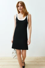 Trendyol Black Mini Knitwear Basic Color Block Dress