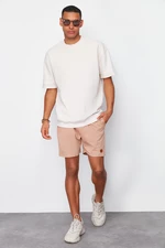 Trendyol Mink Regular/Regular Fit Short Length PU Labeled Elastic Waist Laced Shorts