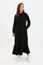 Trendyol Black Knitted Sweat Dress with Hood