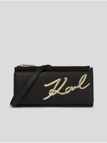 Čierna dámska kožená kabelka KARL LAGERFELD Signature 2.0 Crossbody