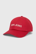Dětská baseballová čepice Pepe Jeans červená barva, s potiskem