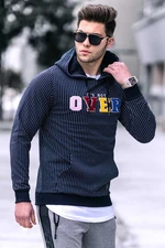 Madmext Men's Navy Blue Hooded Sweatshirt - 2788