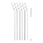 Zestaw 6 białych szklanych słomek Vialli Design, dł. 23 cm