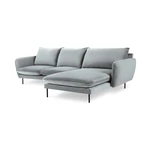 Jasnoszara narożna aksamitna sofa prawostronna Cosmopolitan Design Vienna