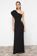 Trendyol Black Asymmetrical Collar Long Evening Dress