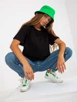 Basic black T-shirt with round neckline