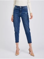 Navy blue women's cropped mom fit jeans ORSAY