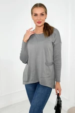 Sweater with front pockets grey