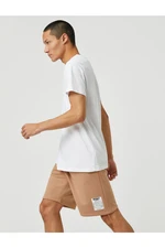 Koton Basic Shorts Tie the waist, Slogan and Printed Labels, Pockets.