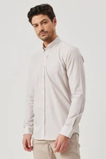 ALTINYILDIZ CLASSICS Men's Beige Slim Fit Slim Fit Buttoned Collar Patterned Shirt
