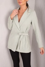 armonika Women's Mint Side Tie Herringbone Patterned Cachet Jacket