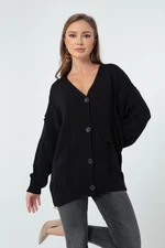 Lafaba Women's Black Ripped Detailed Knitwear Cardigan